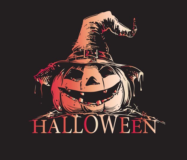 Calabazas aterradoras Ilustración vectorial de espantapájaros Siluetas de calabazas de Halloween talladas en caras