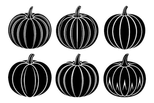 Las calabazas establecen el vector de íconos en fondo blanco Ilustración de arte vectorial en fondo blanco