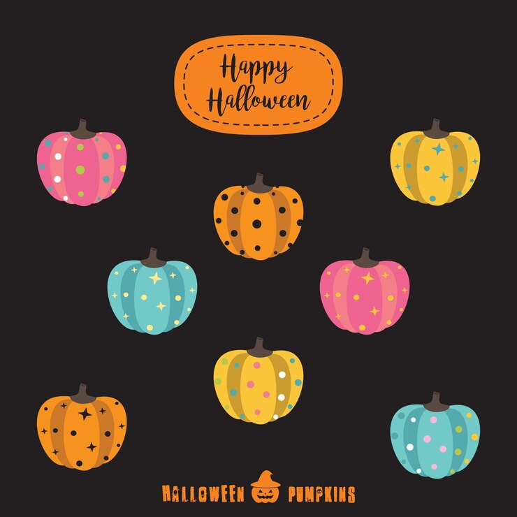 Calabazas de Halloween icono colorido diseño de plantilla ilustración vectorial Halloween plantilla de diseño para la tarjeta de felicitación, anuncio, promoción, cartel, volante, blog, artículo, medios sociales, marketing.