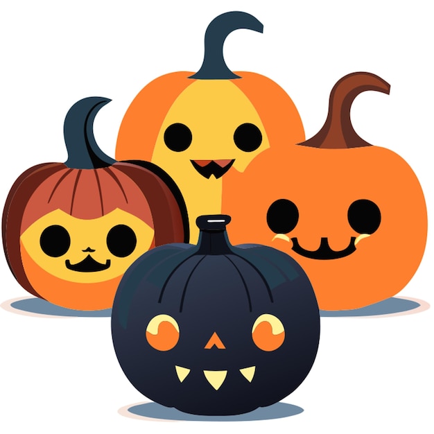 las calabazas de halloween ilustración vectorial kawaii