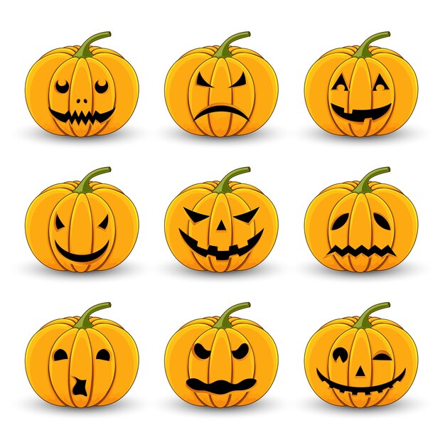 Calabazas para Halloween sobre un fondo blanco aislado