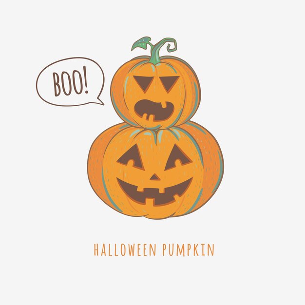 Calabazas de Halloween talladas aisladas sobre fondo blanco, ilustración vectorial.