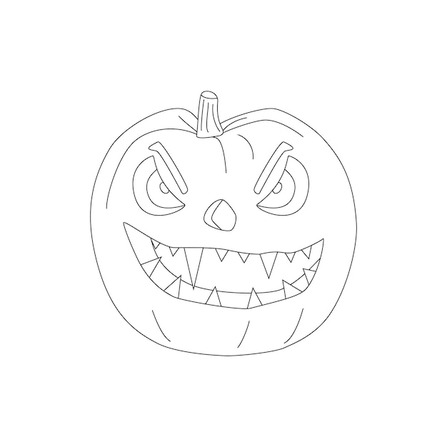 Calabazas de Halloween vacaciones de otoño Calabazas con cuernos y lengua de sonrisa tallados