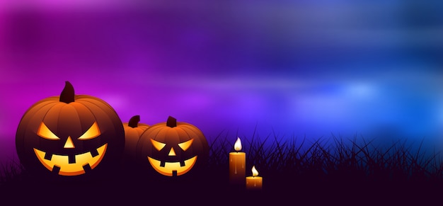 Vector calabazas de halloween con velas