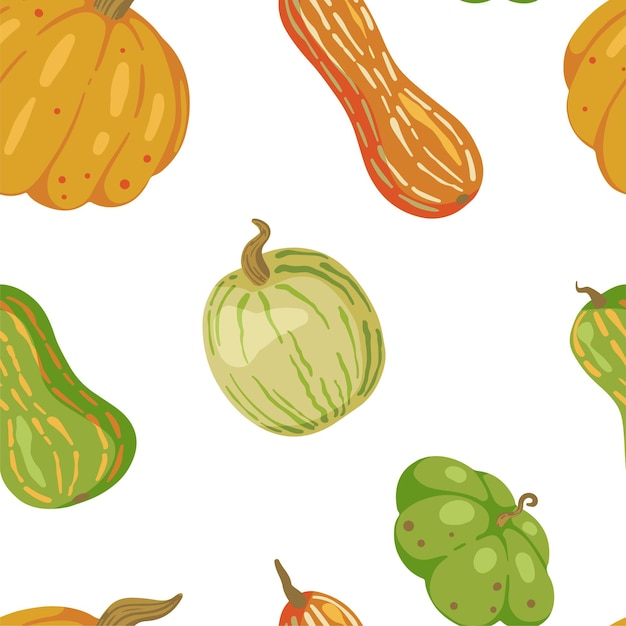 Calabazas, patrón transparente de vector de cosecha de otoño. ornamento abstracto de la temporada de otoño.