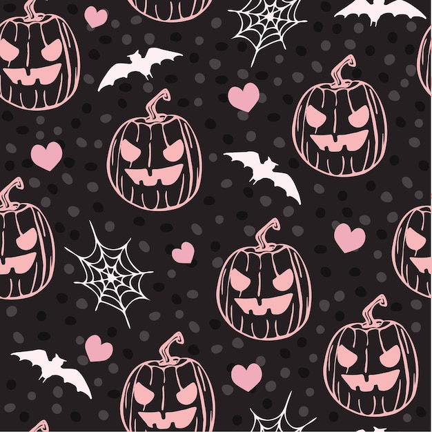 Calabazas rosas. fondo transparente. feliz halloween. ilustración vectorial.