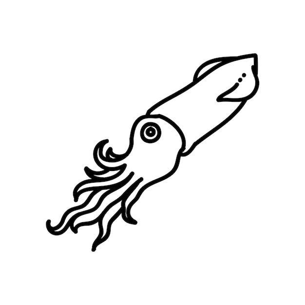 Calamar icono dibujado a mano ilustración vectorial