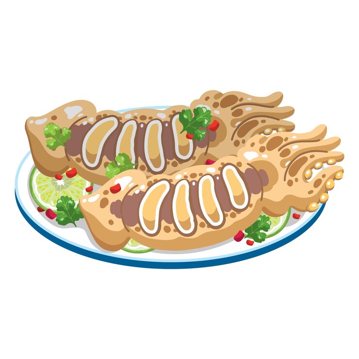 Calamares a la parrilla con hierbas y lima