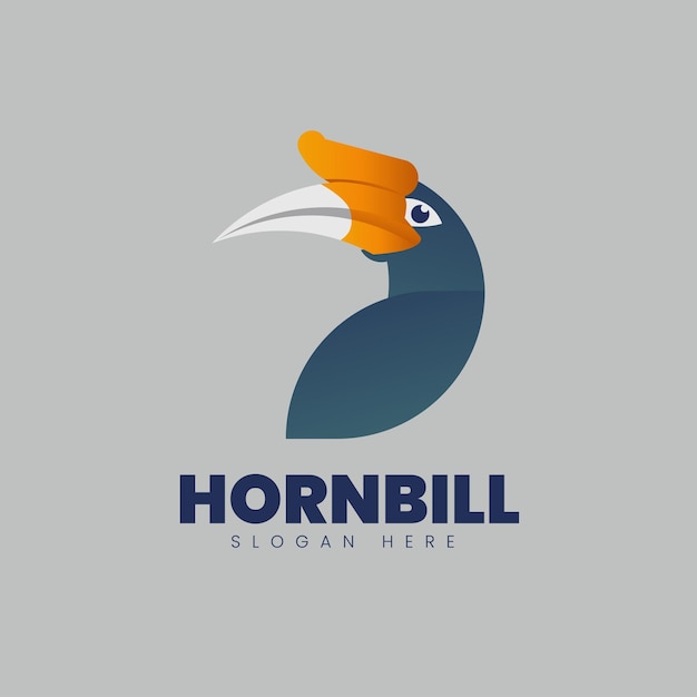 Cálao rinoceronte pájaro estilo plano Vector icono Logo ilustración