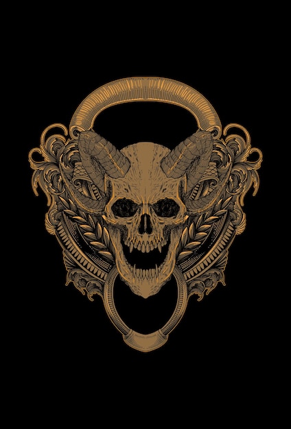Calavera con adorno del reino de la fortaleza de seres sobrenaturales ilustraciones artísticas