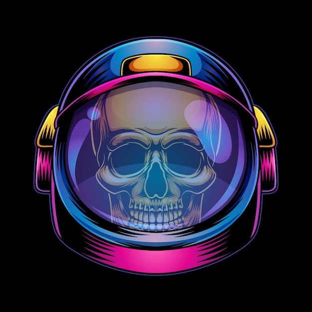 Calavera de astronauta en casco espacial