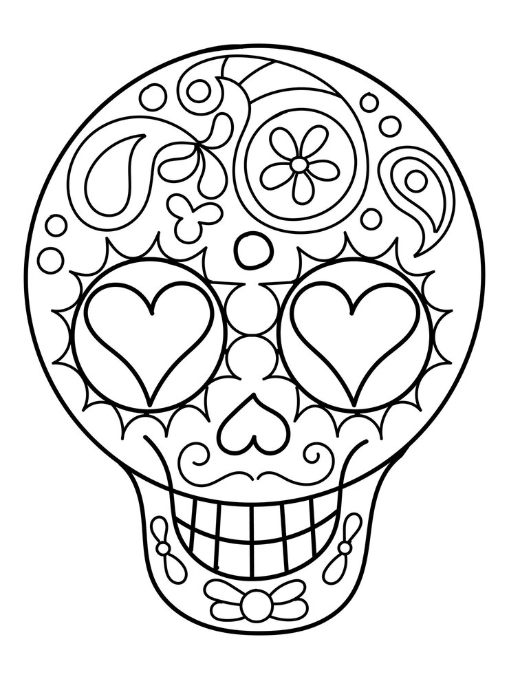 Vector calavera de azúcar del día de los muertos para colorear