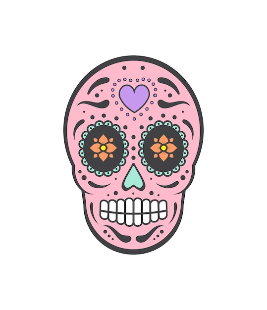 Vector calavera de azúcar mexicana de color vectorial