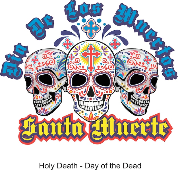 Calavera de azúcar mexicana del día de los muertos de la santa muerte