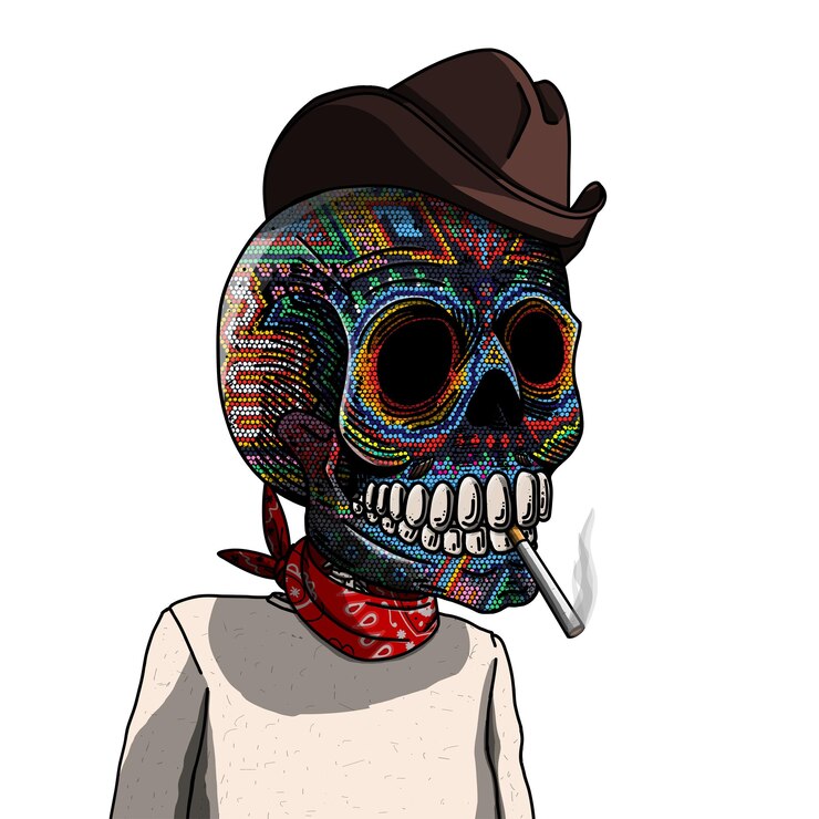 Calavera de azúcar mexicana. Ilustración de vector de imagen colorida para el día de los muertos y Halloween.