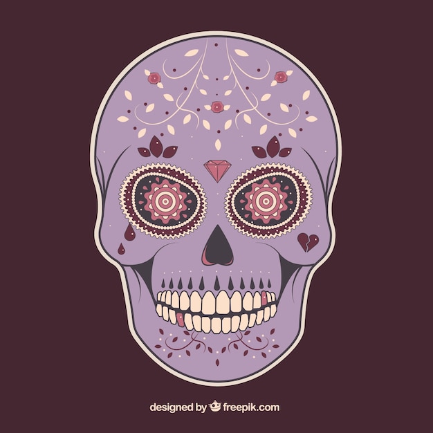 Vector calavera de azúcar morada