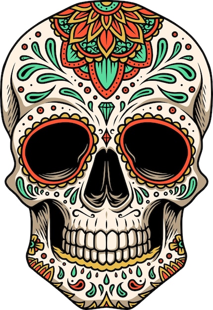 Vector calavera de azúcar a todo color