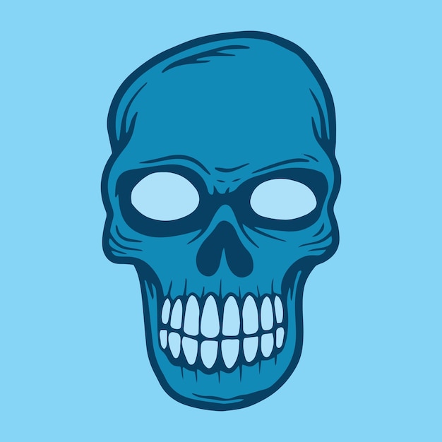 calavera azul ilustraciones dibujadas a mano para pegatinas tatuaje de logotipo, etc.