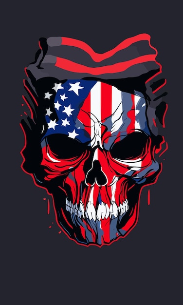 Una calavera con la bandera americana en ella