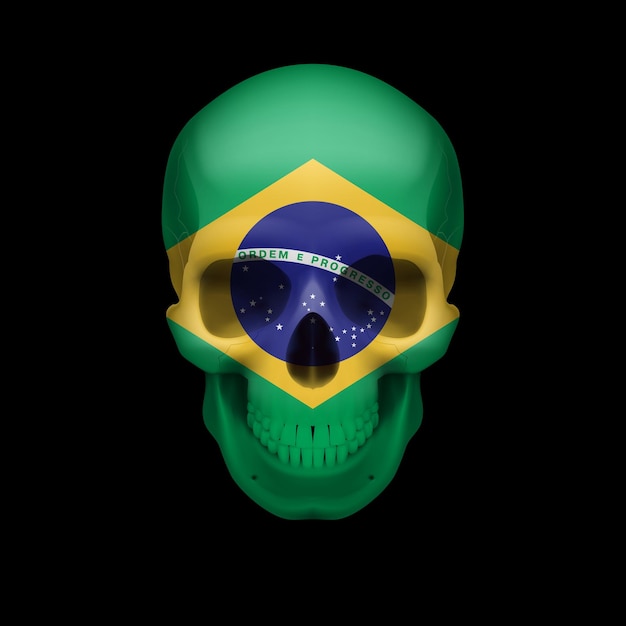 Vector calavera de bandera brasileña