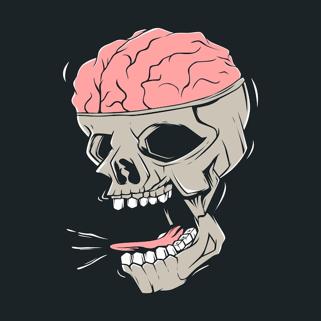 Una calavera con una calavera con un cerebro en ella.