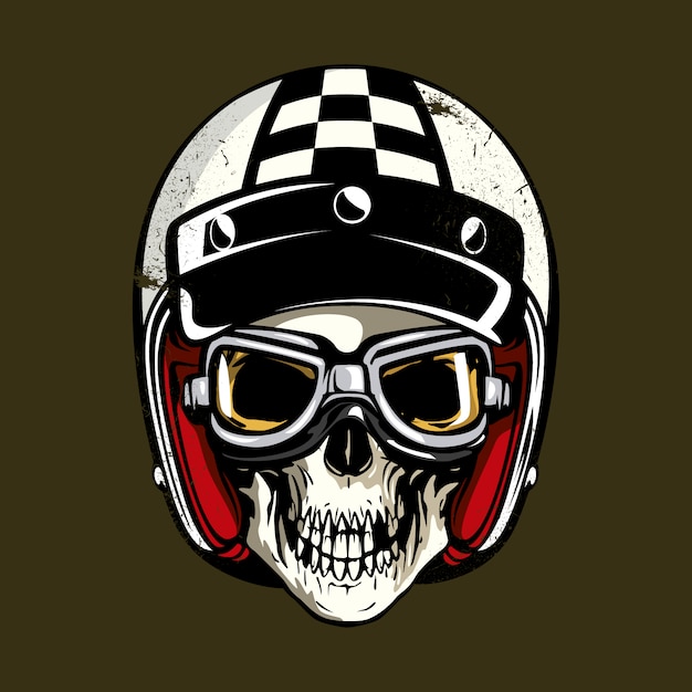 Vector calavera con casco blanco