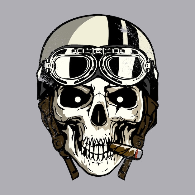 Vector calavera con casco y gafas