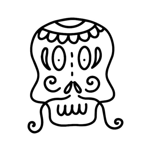 Calavera decorada con cruz y flores.