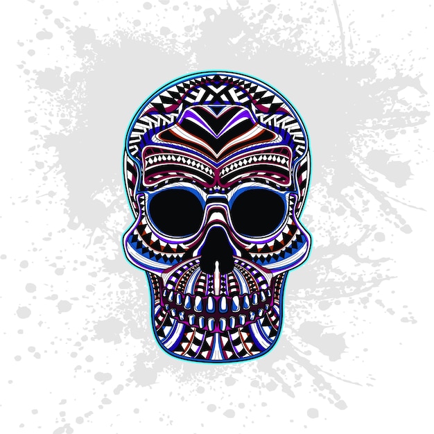 Calavera decorada con formas abstractas.