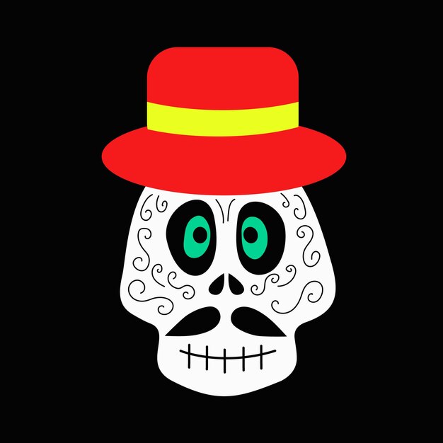 Calavera para el día de los muertos halloween vector