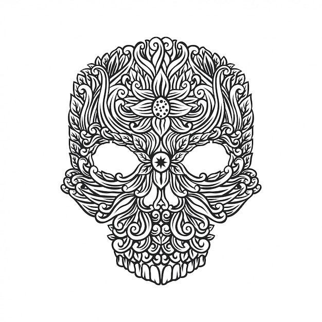 Calavera con dibujo floral