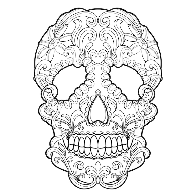 Calavera de encaje floral de ilustración vectorial