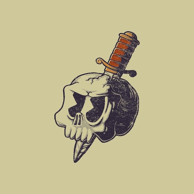 Vector una calavera con una espada en ella.