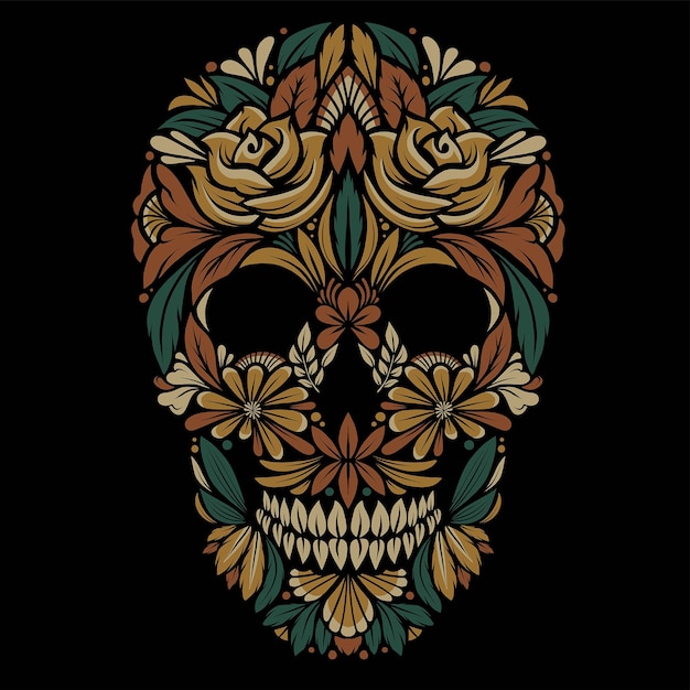 calavera flor decorativa 4 ilustraciones vector