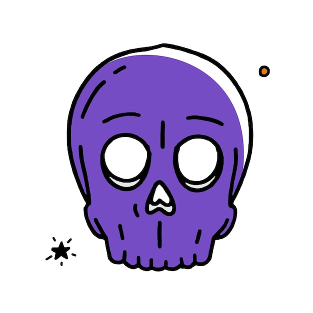 Calavera Halloween concepto Doodle estilo vector diseño ilustración aislado en blanco