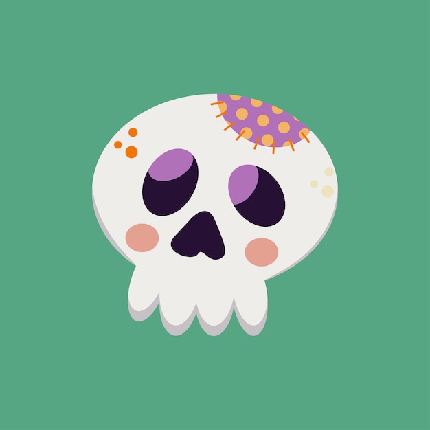 Vector calavera de halloween de dibujo a mano