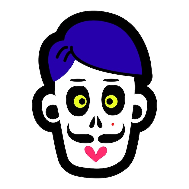 La calavera de un hombre zombie una calavera para el diseño conceptual de la ilustración de vector de celebración de halloween ...