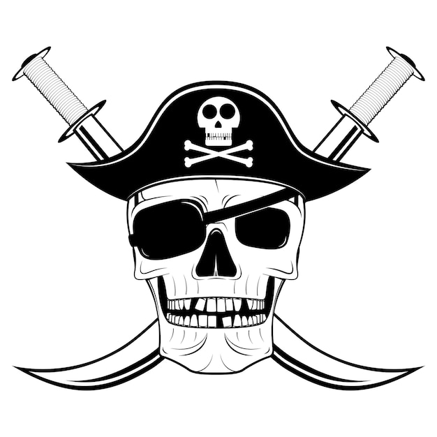 Calavera ilustración pirata