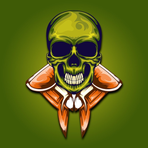 Una calavera con una ilustración de vector de código