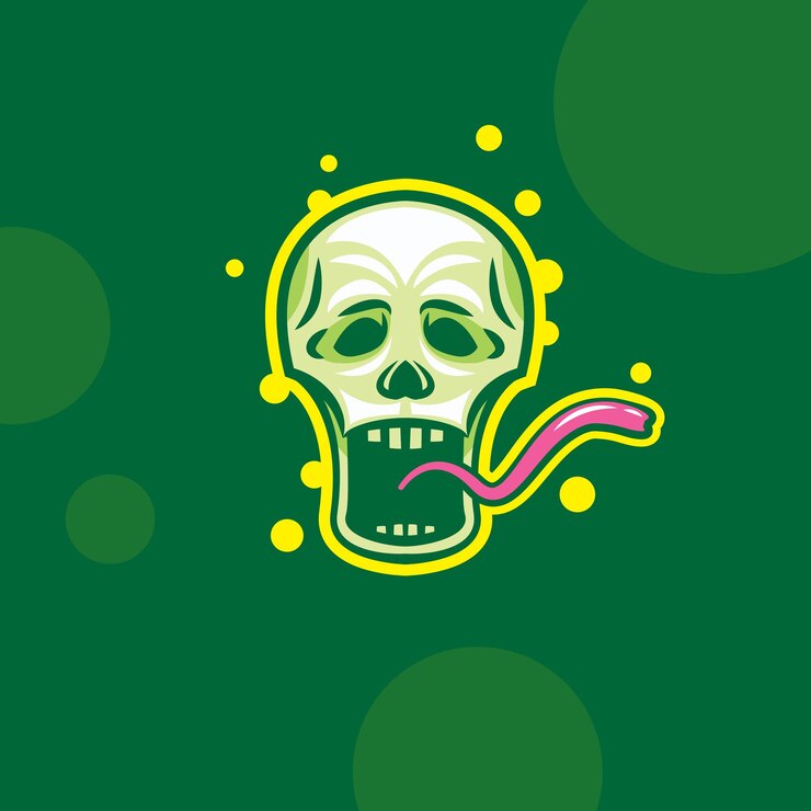 Vector calavera con lengua fuera logo de mascota