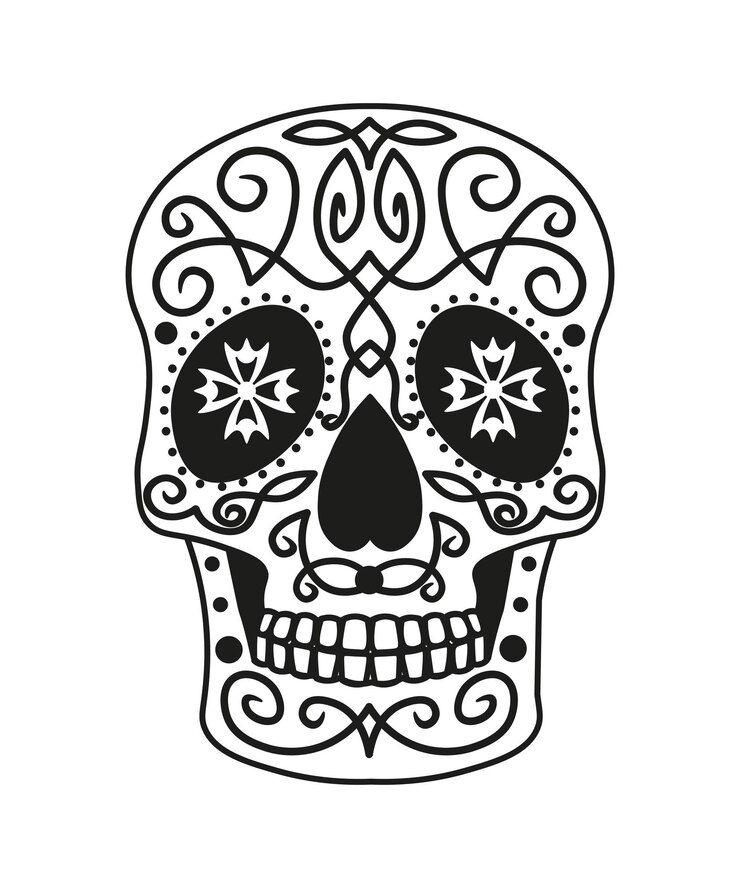 Vector calavera mexicana en blanco y negro