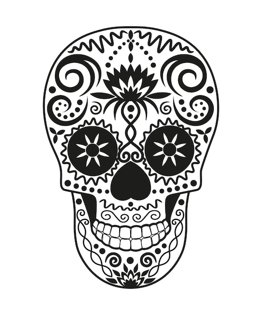 Calavera mexicana en blanco y negro