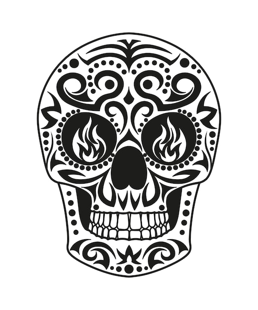 Calavera mexicana en blanco y negro