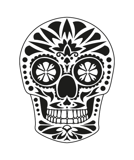 Calavera mexicana en blanco y negro