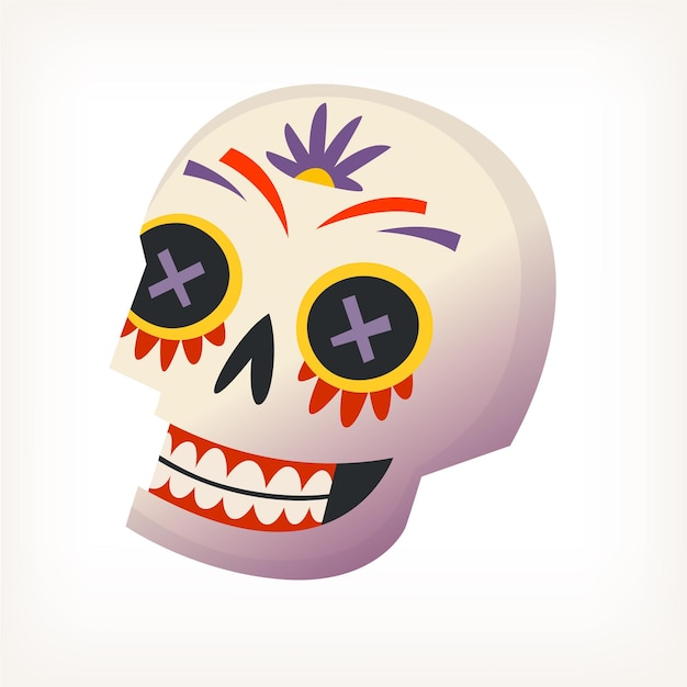 Calavera mexicana colorida para el día de los muertos