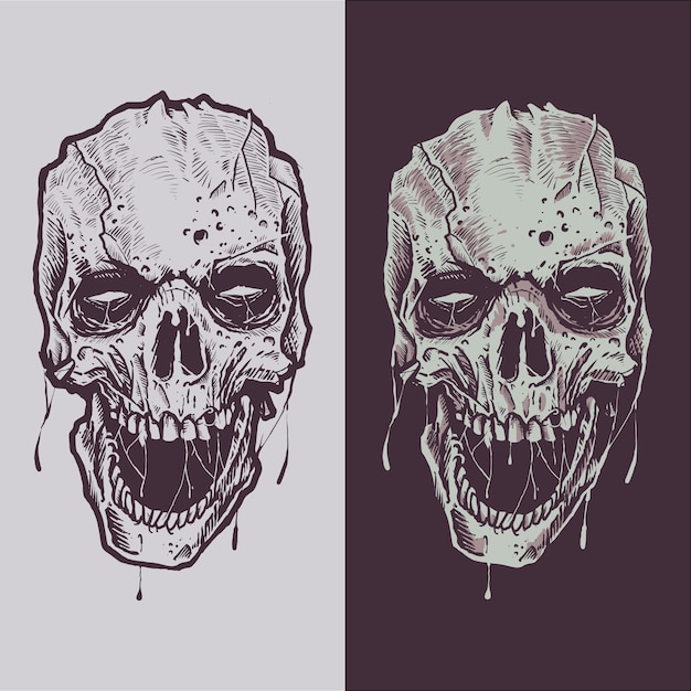 Calavera de miedo hecho a mano ilustración boceto