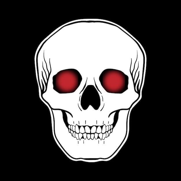 Calavera con ojos rojos dibujados a mano ilustración vectorial libre