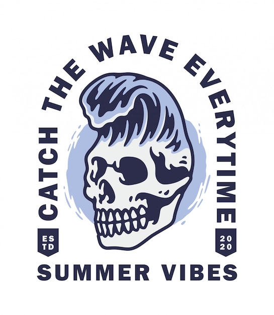 calavera con ondas en la cabeza
