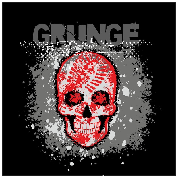 Vector una calavera con la palabra grunge