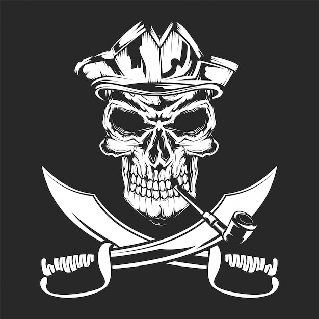 Vector calavera pirata y espadas